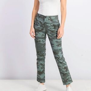 GAP Green Camouflage Girlfriend Chinos Pants Cotton Stretch 10 Preppy Grunge